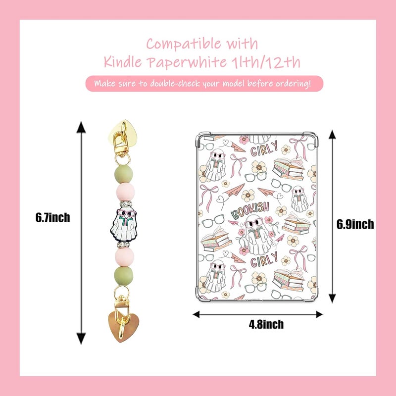 CuddleJunk 6 PCS 6.8” x 4.8” Clear Back Cover Inserts Compatible for Kindle Paper white 11th-12th Color Soft with Silicone Beaded Strap Charm, Accessories for Kindle E-reader - Image 2